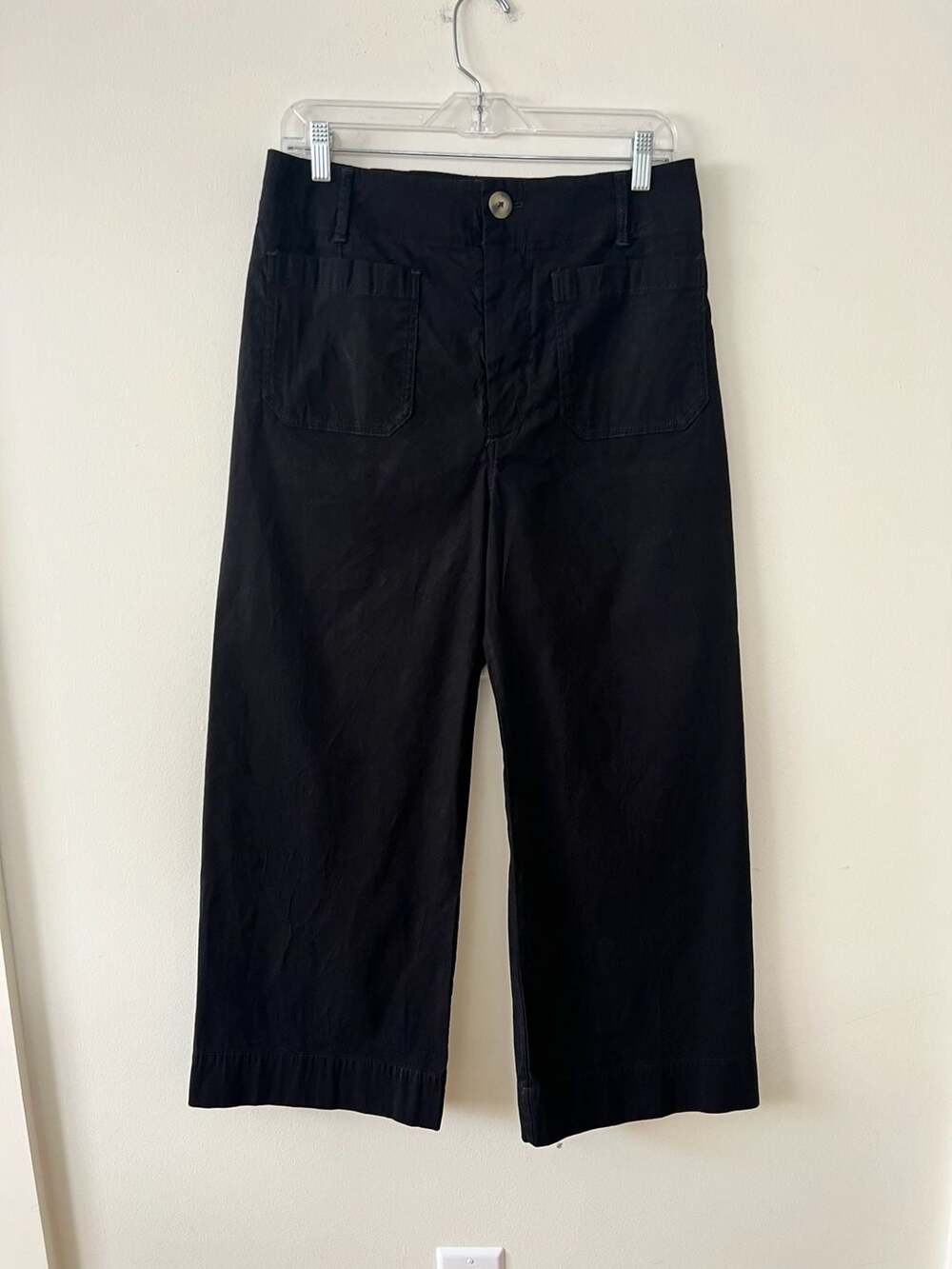 Maeve by Anthropologie The Colette Cropped Wide-Leg Pants Black Size 31